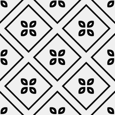 Seamless vector pattern in geometric ornamental style. Black  ornament.のイラスト素材