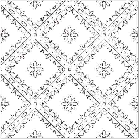 floral pattern background.Repeating geometric pattern from striped elements.  Black pattern.のイラスト素材