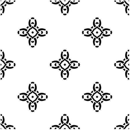 Seamless vector pattern in geometric ornamental style. Black ornament.のイラスト素材
