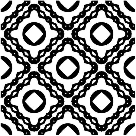 Seamless vector pattern in geometric ornamental style. Black ornament.のイラスト素材
