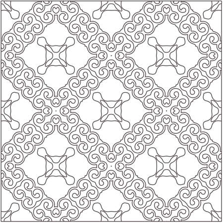 Vector pattern with symmetrical elements. Repeating geometric tiles from striped elements. black patterns.のイラスト素材