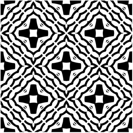 Seamless vector pattern in geometric ornamental style. Black ornament.のイラスト素材