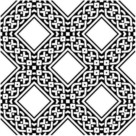 Seamless vector pattern in geometric ornamental style. Black ornament.のイラスト素材