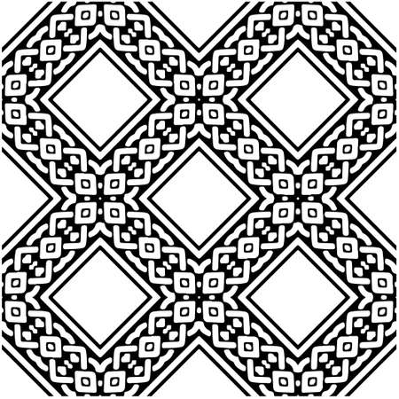 Seamless vector pattern in geometric ornamental style. Black ornament.のイラスト素材