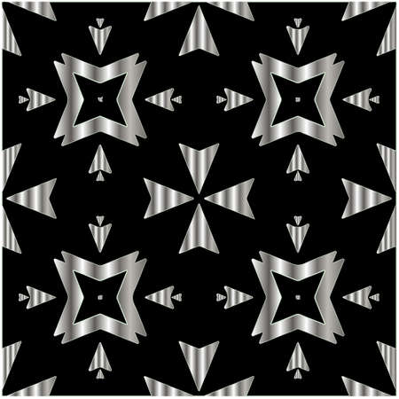 metal pattern on a black background. pattern for fabric, wallpaper, packaging. Decorative print.のイラスト素材