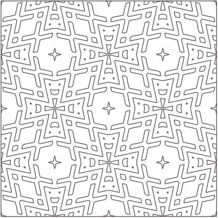 Vector pattern with symmetrical elements. Repeating geometric tiles from striped elements. black patterns.のイラスト素材