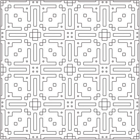 Vector pattern with symmetrical elements. Repeating geometric tiles from striped elements.Monochrome stylish texture.Black and white pattern for wallpapers and backgrounds.のイラスト素材
