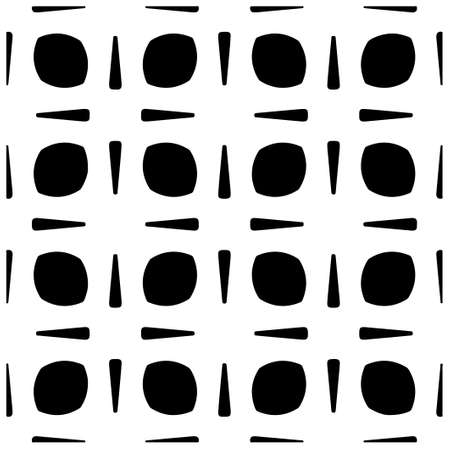 Vector seamless pattern. Modern stylish texture. Composition from regularly repeating geometrical element. Monochrome, simple. Vector illustrations. Black and white pattern.のイラスト素材