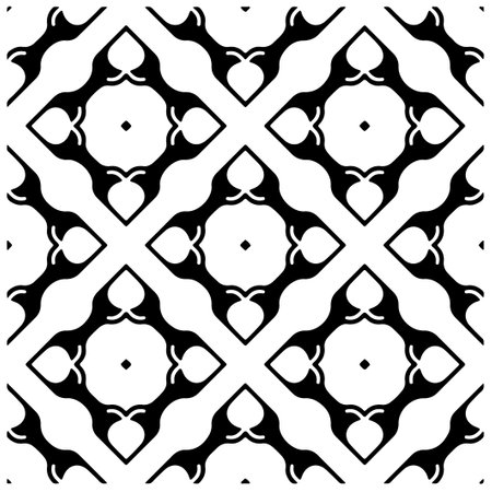 Vector seamless pattern. Modern stylish texture. Composition from regularly repeating geometrical element. Monochrome, simple. Vector illustrations. Black and white pattern.のイラスト素材