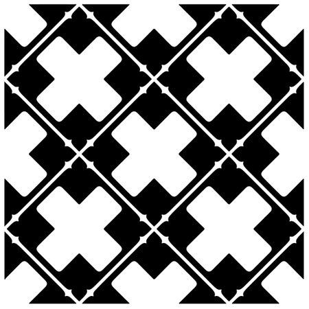 Vector seamless pattern. Modern stylish texture. Composition from regularly repeating geometrical element. Monochrome, simple. Vector illustrations. Black and white pattern.のイラスト素材