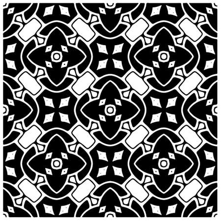 Vector seamless pattern. Modern stylish texture. Composition from regularly repeating geometrical element. Monochrome, simple. Vector illustrations. Black and white pattern.のイラスト素材