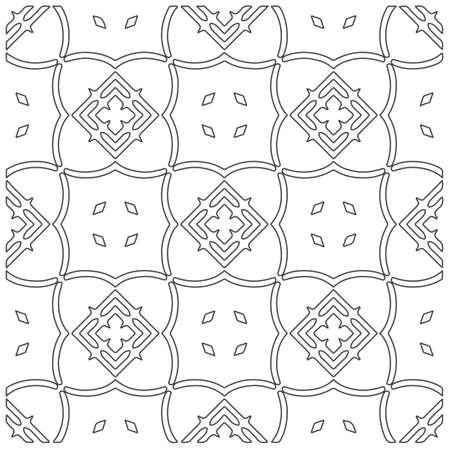 Vector pattern with symmetrical elements. Repeating geometric tiles from striped elements.large black pattern.のイラスト素材