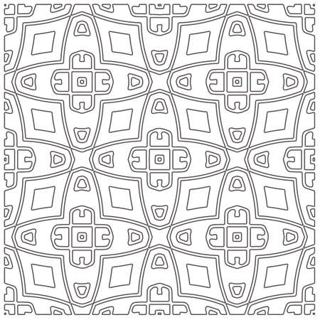Vector pattern with symmetrical elements. Repeating geometric tiles from striped elements.monochrome pattern.のイラスト素材