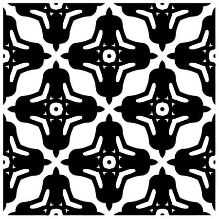 Vector geometric seamless pattern.Modern geometric background with abstract shapes.Monochromatic Repeating Patterns.Endless abstract texture.のイラスト素材