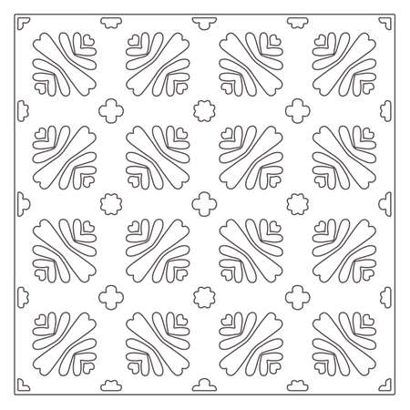 Vector pattern with symmetrical elements. Repeating geometric tiles from striped elements. black patterns.のイラスト素材