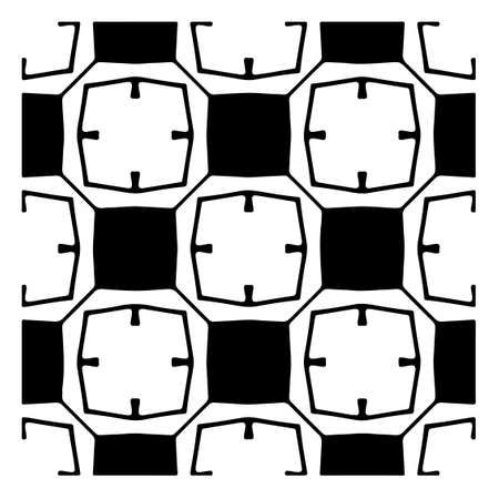 Vector pattern with symmetrical elements. Repeating geometric tiles from striped elements. black patterns.のイラスト素材