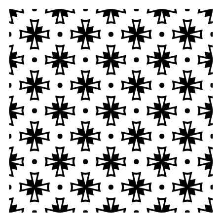 Vector ethnic pattern with symmetrical elements Monochrome texture.Black andのイラスト素材