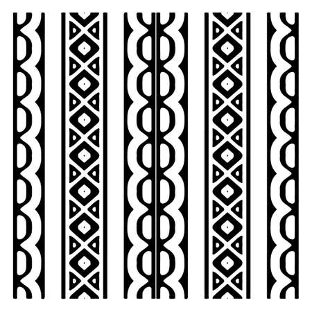 Seamless ethnic pattern color black and white.Can be used in fabric design for clothes, accessories; decorative paper, wrapping, background, wallpaper, Vector illustration.のイラスト素材
