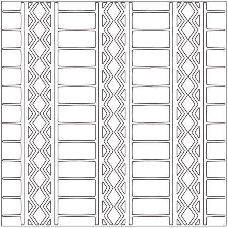 Vector ethnic pattern with symmetrical elements. Repeating geometric tiles from striped elements.Monochrome texture.Black and white pattern for wallpapers and backgrounds.のイラスト素材