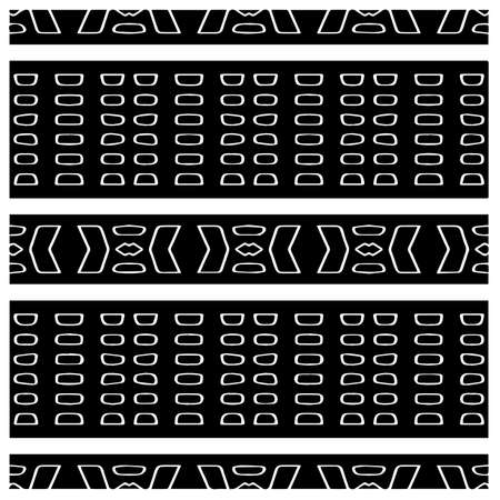Black and white abstract geometric seamless pattern with wavy shapes, and curved lines. simple monochrome texture. Op art graphic background. Repeat design for decor, cover, print.のイラスト素材