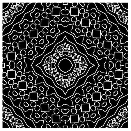 Black and white abstract geometric seamless pattern with wavy shapes, and curved lines. simple monochrome texture. grunge background. Repeat design for decor, cover, print.のイラスト素材