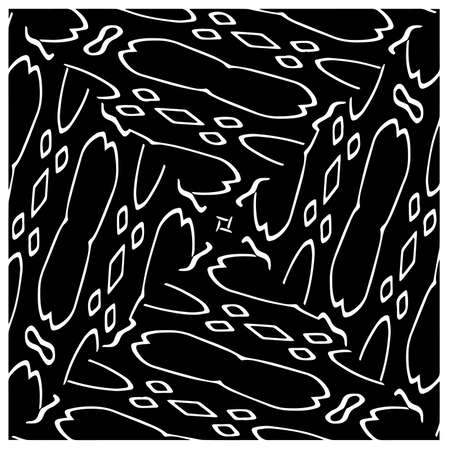 Black and white abstract geometric seamless pattern with wavy shapes, and curved lines. simple monochrome texture. grunge background. Repeat design for decor, cover, print.のイラスト素材