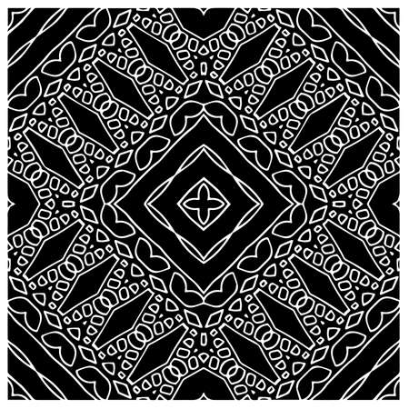 Black and white abstract geometric seamless pattern with wavy shapes, and curved lines. simple monochrome texture. grunge background. Repeat design for decor, cover, print.のイラスト素材