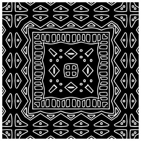 Black and white abstract geometric seamless pattern with wavy shapes, and curved lines. simple monochrome texture. grunge background. Repeat design for decor, cover, print.のイラスト素材