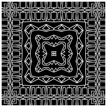 Black and white abstract geometric seamless pattern with wavy shapes, and curved lines. simple monochrome texture. grunge background. Repeat design for decor, cover, print.のイラスト素材