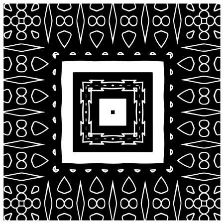 Black and white abstract geometric seamless pattern with wavy shapes, and curved lines. simple monochrome texture. grunge background. Repeat design for decor, cover, print.のイラスト素材