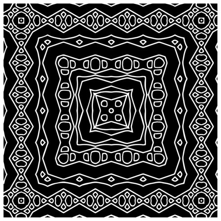 Black and white abstract geometric seamless pattern with wavy shapes, and curved lines. simple monochrome texture. grunge background. Repeat design for decor, cover, print.のイラスト素材