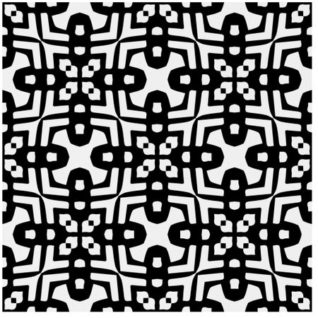 Vector pattern in geometric ornamental style. Black and white color.Seamless pattern.のイラスト素材