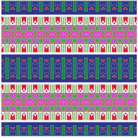 Abstract ethnic rug ornamental seamless pattern.Perfect for fashion, textile design, cute themed fabric, on wall paper, wrapping paper, fabrics and home decor.のイラスト素材