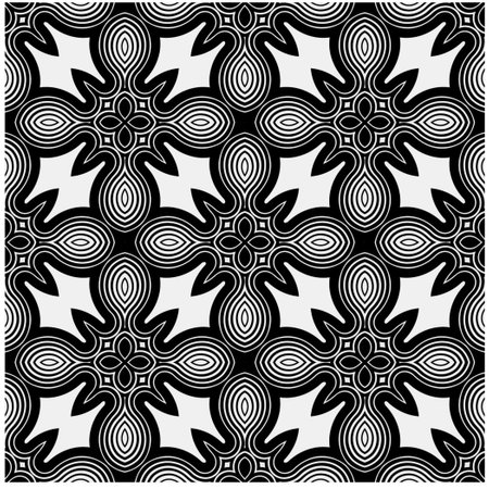 Vector pattern in geometric ornamental style. Black and white color.Seamless pattern.のイラスト素材
