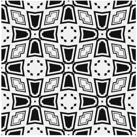 Vector pattern in geometric ornamental style. Black and white color.Seamless pattern.のイラスト素材
