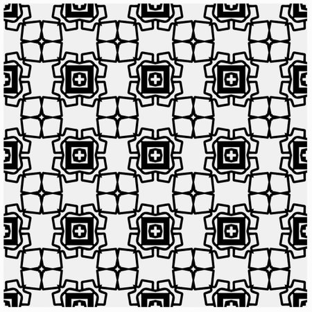 Vector pattern in geometric ornamental style. Black and white color.Seamless pattern.のイラスト素材
