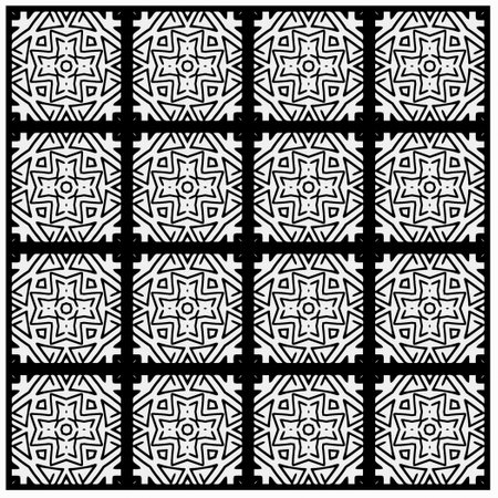Vector pattern in geometric ornamental style. Black and white color.Seamless pattern.のイラスト素材