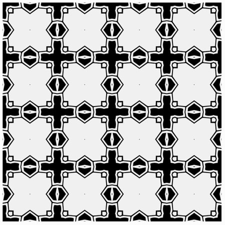 Vector pattern in geometric ornamental style. Black and white color.Seamless pattern.のイラスト素材