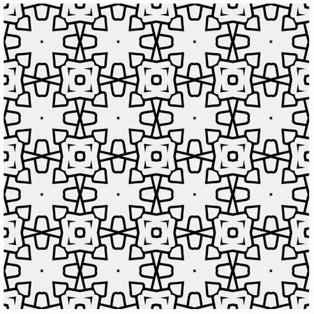 Vector pattern in geometric ornamental style. Black and white color.Seamless pattern.のイラスト素材
