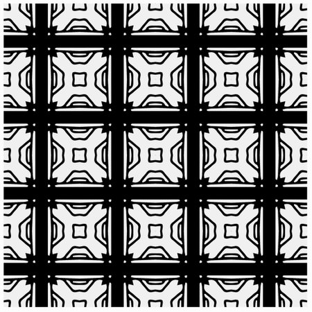 Vector pattern in geometric ornamental style. Black and white color.Seamless pattern.のイラスト素材