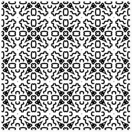 Vector pattern in geometric ornamental style. Black and white color.Seamless pattern.のイラスト素材