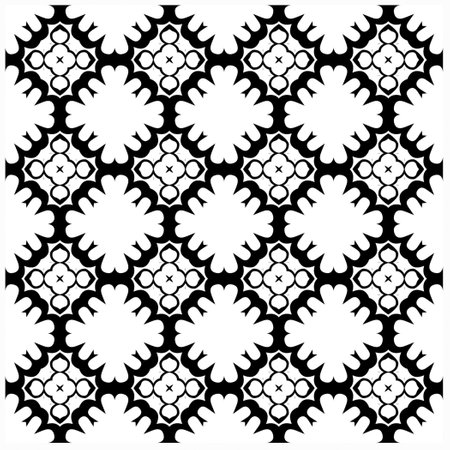 Vector pattern in geometric ornamental style. Black and white color.Seamless pattern.のイラスト素材
