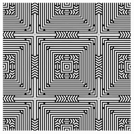 Vector pattern in geometric ornamental style. Black and white color. Simple geo all over print block...