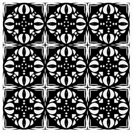 Vector pattern in geometric ornamental style. Black and white color. Simple geo all over print block for apparel textile, ladies dress, fashion garment, digital wall paper.のイラスト素材