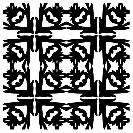 Vector pattern in geometric ornamental style. Black and white color. Simple geo all over print block for apparel textile, ladies dress, fashion garment, digital wall paper.のイラスト素材