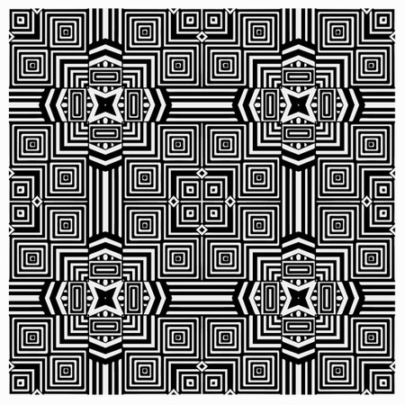 Vector pattern in geometric ornamental style. Black and white color. Simple geo all over print block for apparel textile, ladies dress, fashion garment, digital wall paper.のイラスト素材