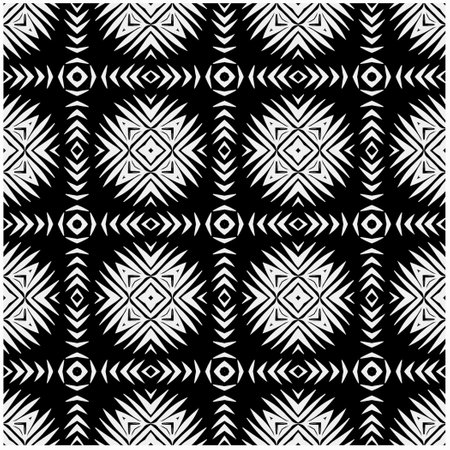 Vector pattern in geometric ornamental style. Black and white color. Simple geo all over print block for apparel textile, ladies dress, fashion garment, digital wall paper.のイラスト素材