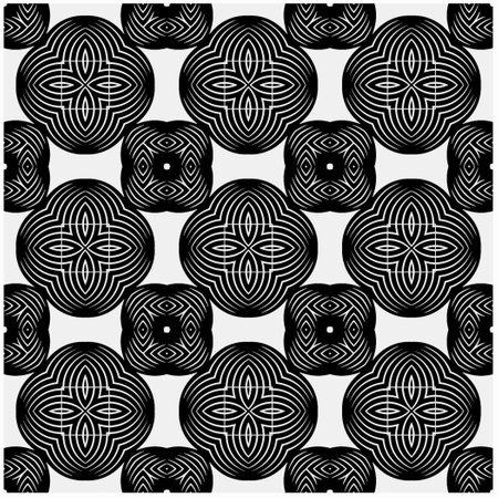 Vector pattern in geometric ornamental style. Black and white color. Simple geo all over print block...