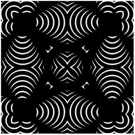 Vector pattern in geometric ornamental style. Black and white color. Simple geo all over print block...