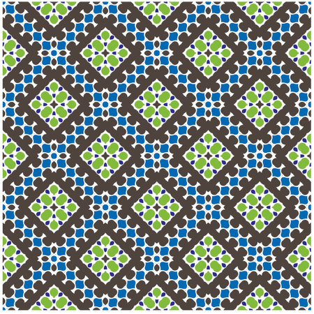 Vector geometric ornament in ethnic style. Seamless pattern with abstract shapes, repeat tiles. Vintage retro texture.Repeating pattern for decor, fabric,textile and fabric.のイラスト素材